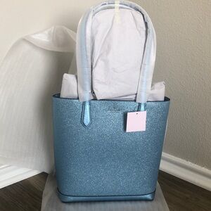 NWT kate spade glittler fabric frosty sky tinsel tote